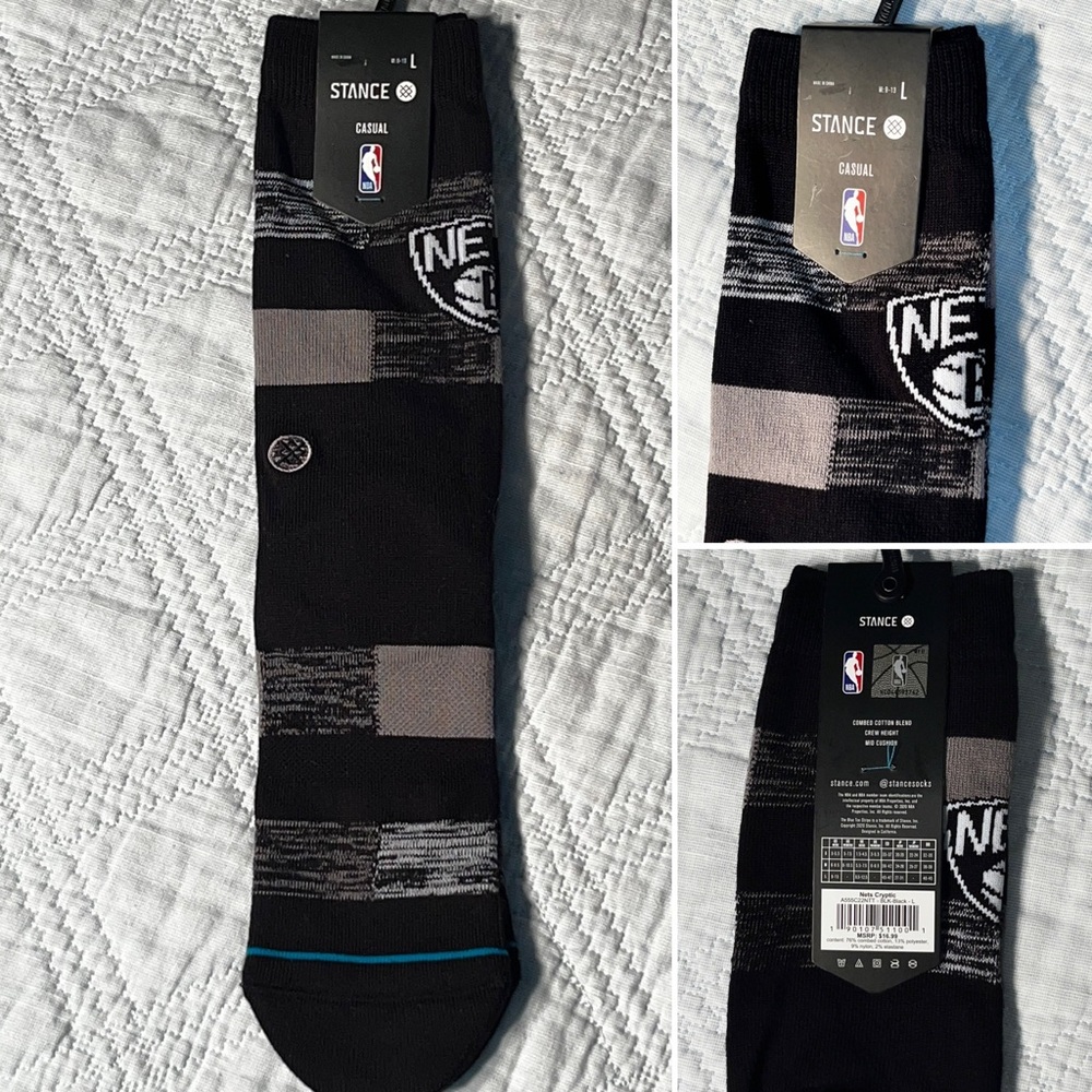 $16.99 Stance Men’s Cryptic Collection Crew Socks NBA Brooklyn Nets Large 9-13